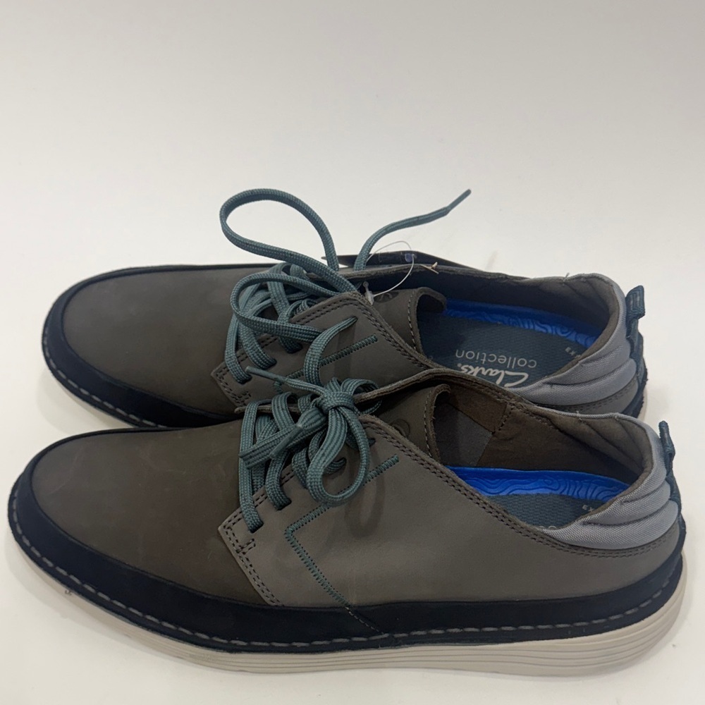 Clark’s Men’s Brahnz low casual comfort shoes Grey leather size 11.5. NWT